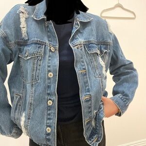 Cute Oversized Ripped Style Denim Jacket